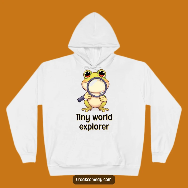 Funny Frog Explorer Hoodie: Curious Character with Magnifier, Cozy Funny Gift