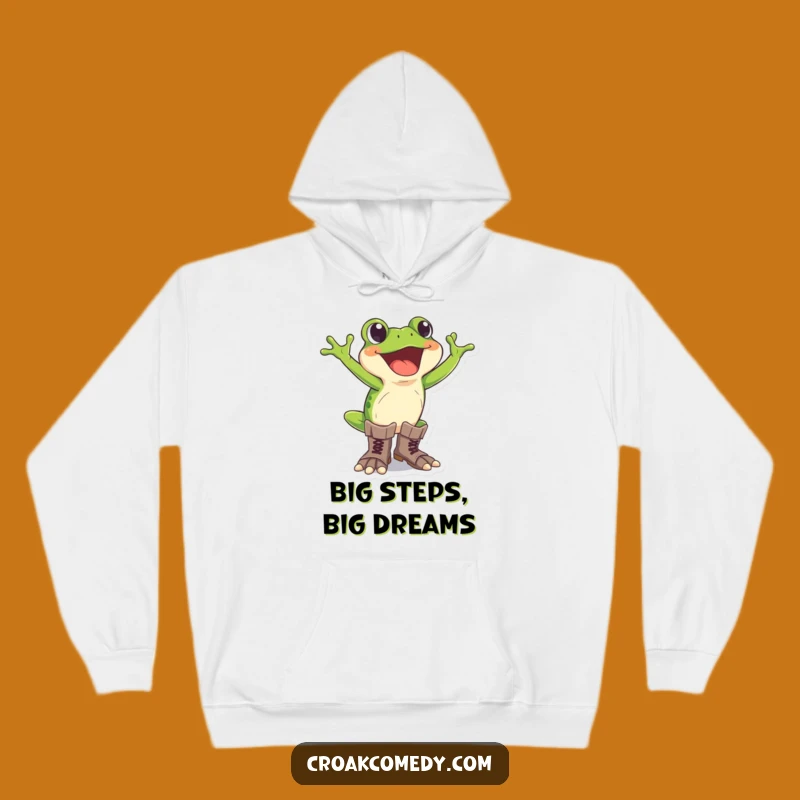 Funny Frog Hoodie - Excited Oversized Boots, Cozy Adventure Humorous Gift