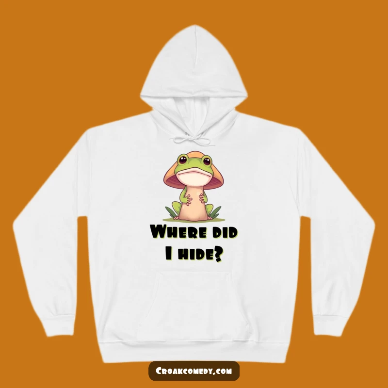 Funny Frog Hoodie: Mysterious Mushroom Peek, Cozy Funny Gift for All