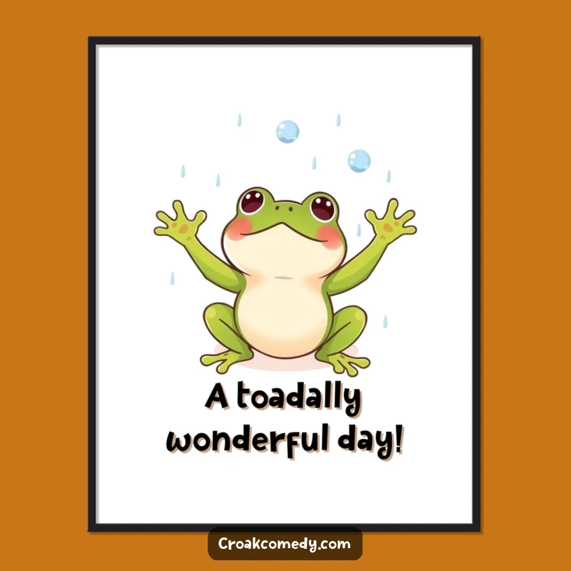 Free Printable Funny Wall Art: Frog Raindrops, Hilarious Downloadable Decor
