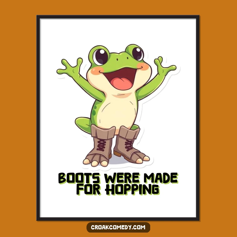 Funny Free Printable Wall Art: Frog In Boots Downloadable Decor Gift