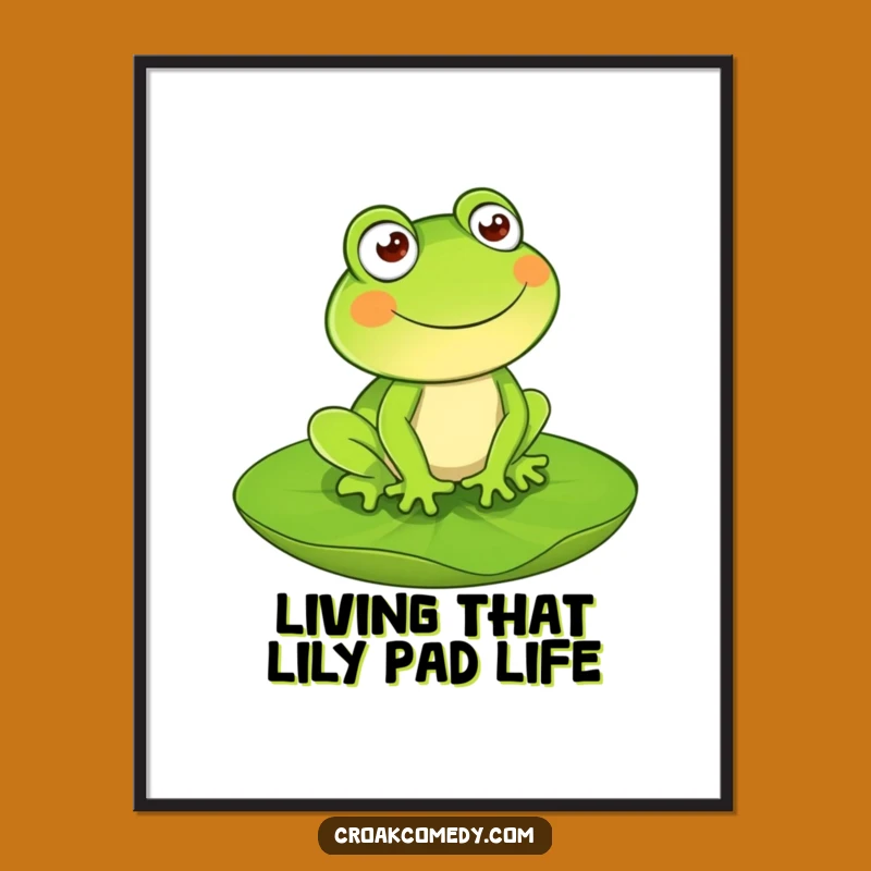 Free Printable Funny Frog Wall Art - Hopping Over Lily Pad Downloadable Decor