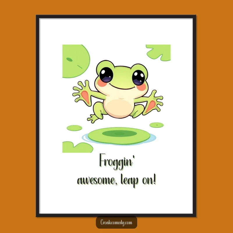 Free Printable Funny Wall Art: Leaping Frog, Hilarious Downloadable Decor