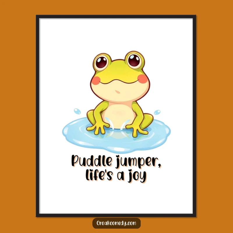 Funny Free Printable Wall Art: Playful Frog Puddle Splash, Whimsical Downloadable Decor