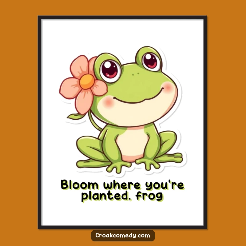 Happy Frog Free Printable Wall Art: Cute Flower Frog Downloadable Decor