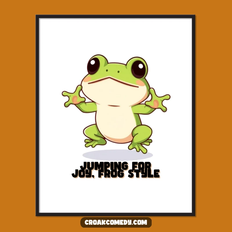 Free Printable Wall Art: Eager Frog's Dynamic Leap for a Hilariously Energetic Home Decor