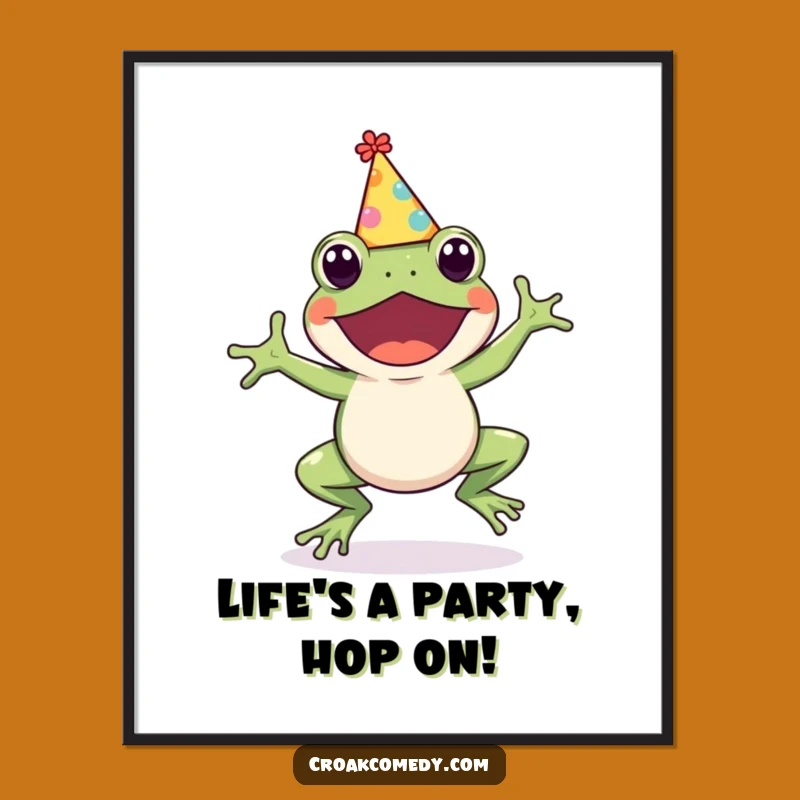 Free Printable Frog Art: Cute Hopping Party Pal for Funny Downloadable Wall Decor
