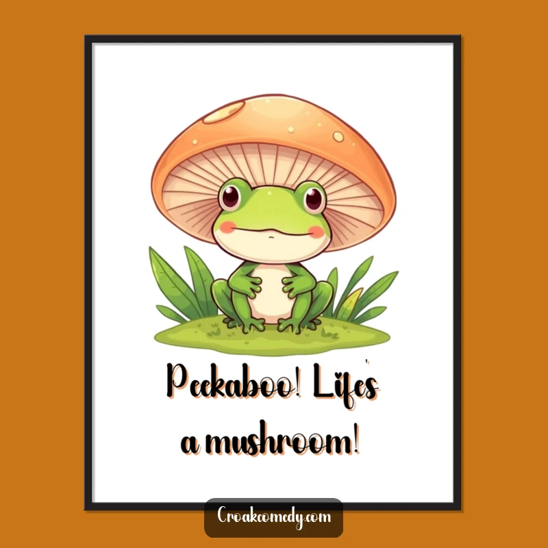 Enchanting Free Printable Wall Art: Curious Frog Mushroom Decor Downloadable