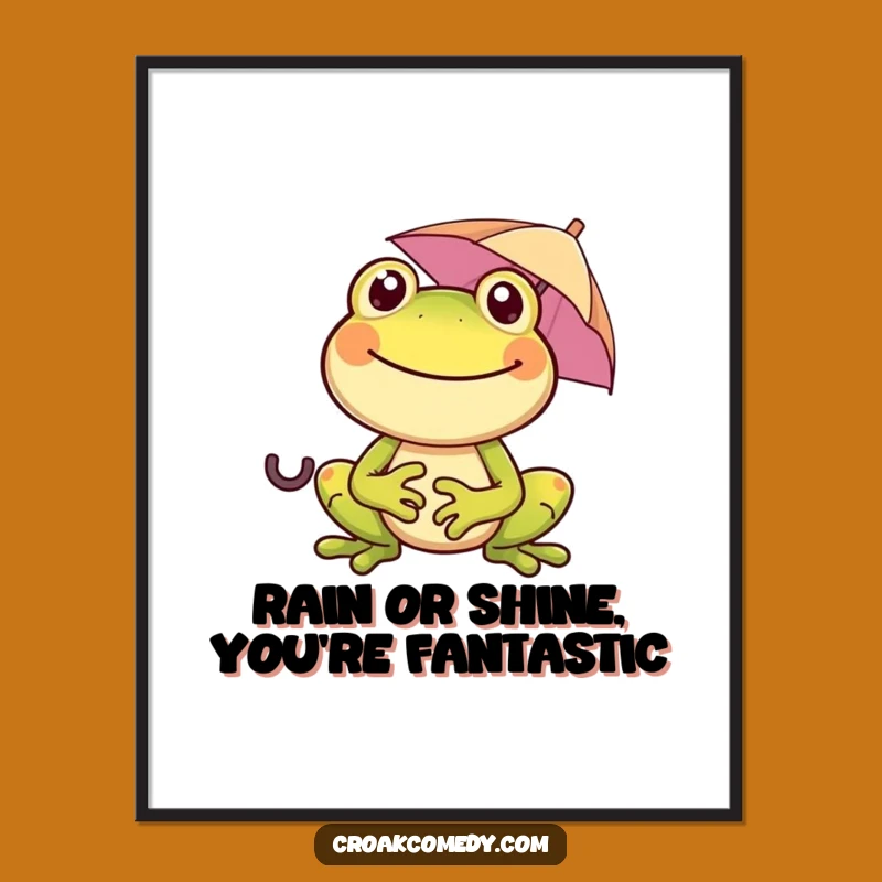 Free Printable Wall Art: Cheerful Frog Umbrella Humorous Downloadable Decor