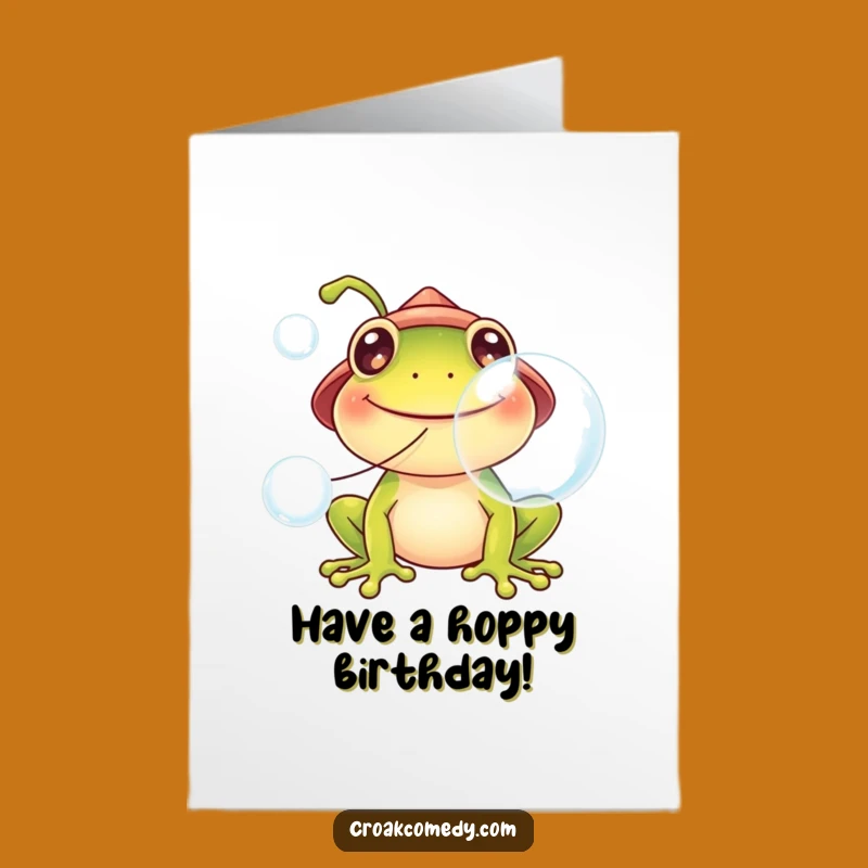 Free Printable Frog Birthday Card: Bubble Fun, Tiny Hat Surprise
