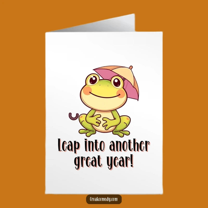 Free Printable Funny Birthday Card: Smiling Frog Umbrella Downloadable Gift