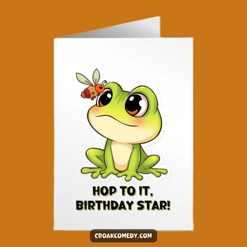 Free Printable Birthday Card: Funny Frog Eyes for Fly, Hilarious Downloadable Gift