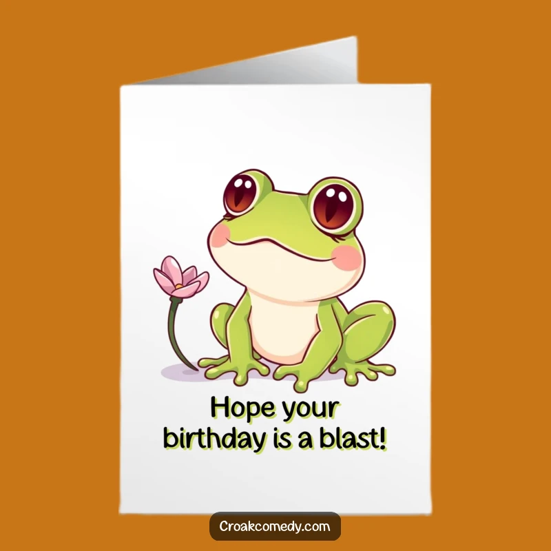Free Printable Birthday Card: Googly-Eyed Frog Petal Funny Downloadable Gift
