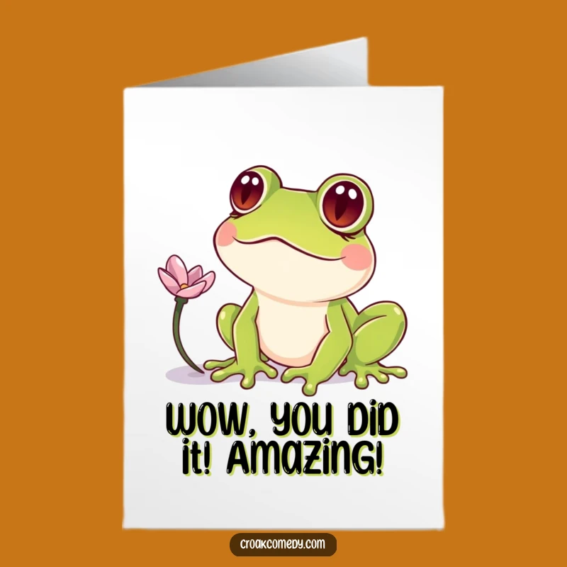 Free Printable Congrats Card: Cross-Eyed Frog Petal Funny Downloadable Gift