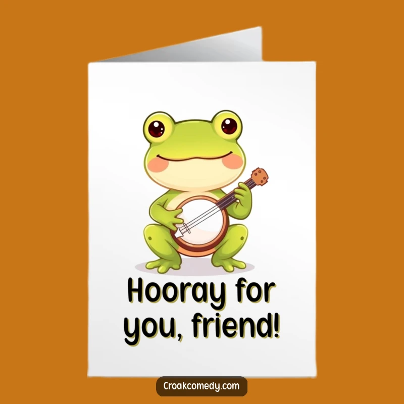 Free Printable Congrats Card: Frog With Banjo Downloadable Greeting Funny Gift