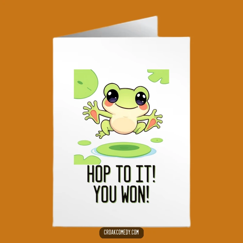 Free Printable Funny Congrats Card: Happy Frog Leaping, Downloadable Celebration