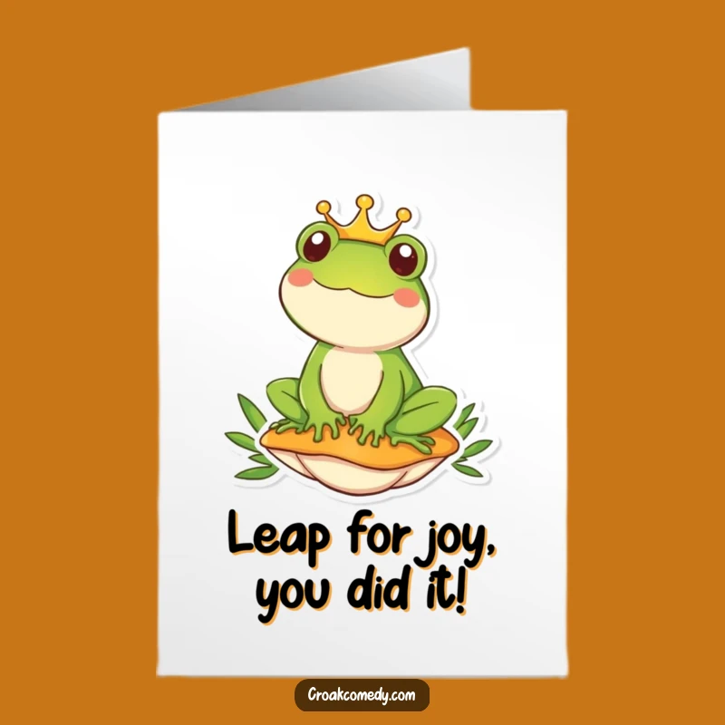 Free Printable Congrats Card: Regal Frog King Crown Humor Greeting