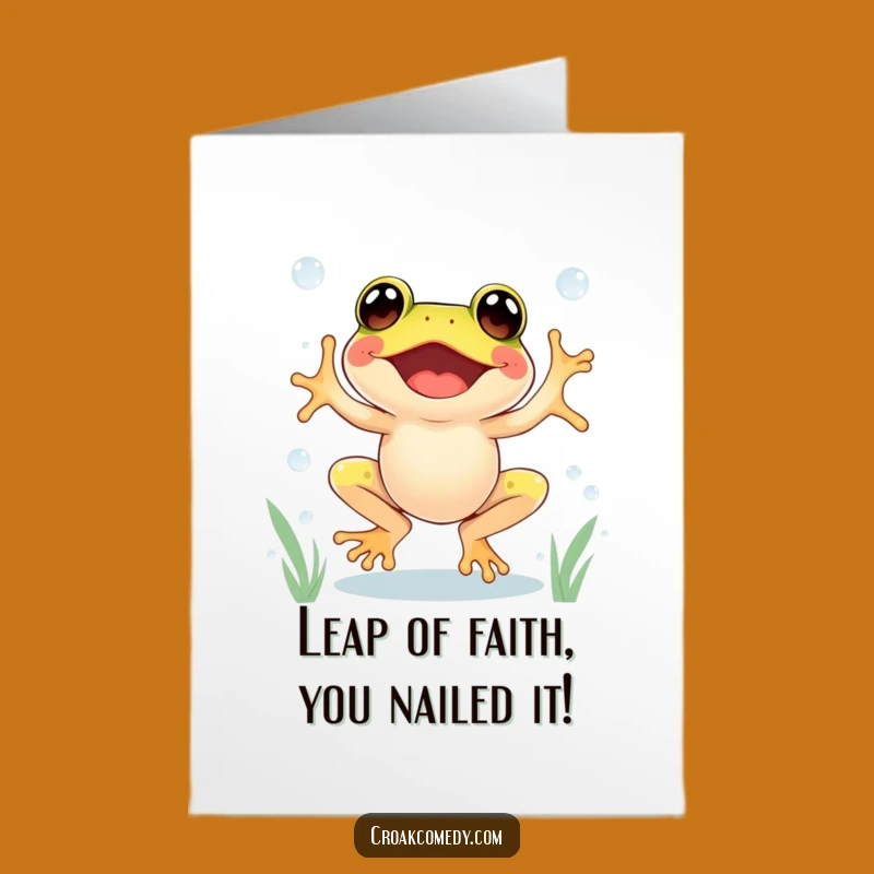 Exuberant Free Printable Congrats Card: Frog Dewdrop Leap Downloadable Gift