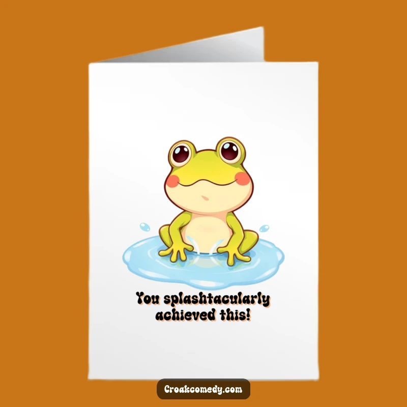 Free Printable Congrats Card: Frog's Puddle Splash, Cheerful Downloadable Celebration