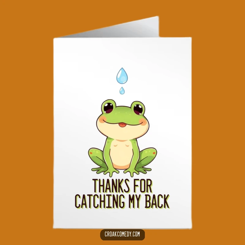 Free Printable Thank You Card Frog Catching Raindrop Funny Downloadable Gift