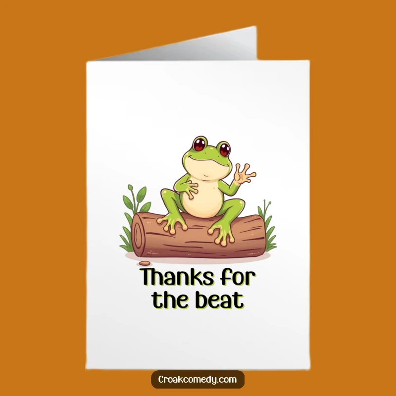 Free Printable Thank You Card Frog Tapping Log Funny Downloadable Gift