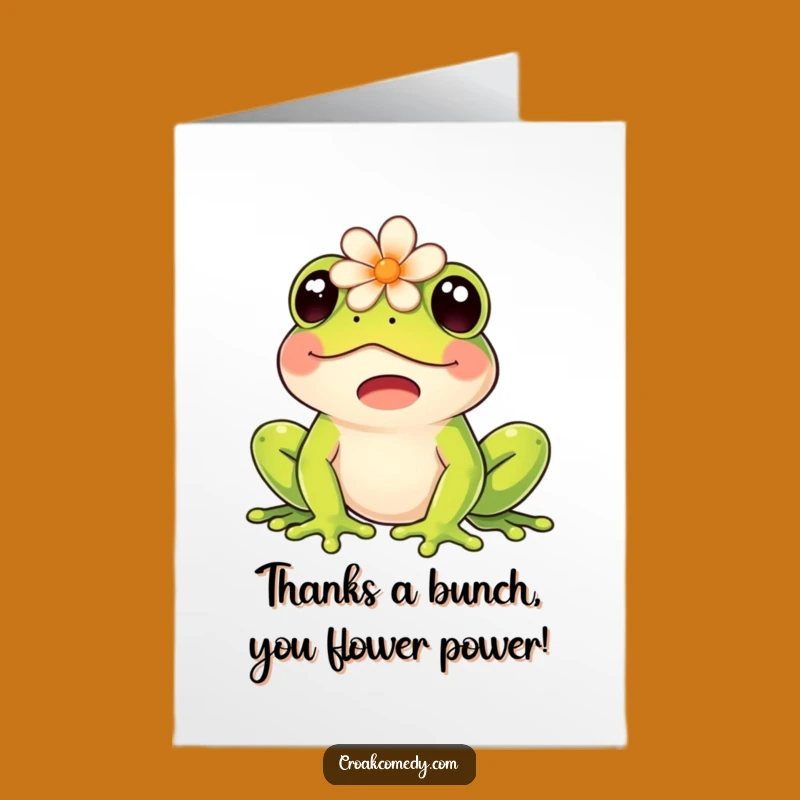 Free Printable Thank You Card: Frog with Flower, Funny Downloadable Gift to Show Thanks