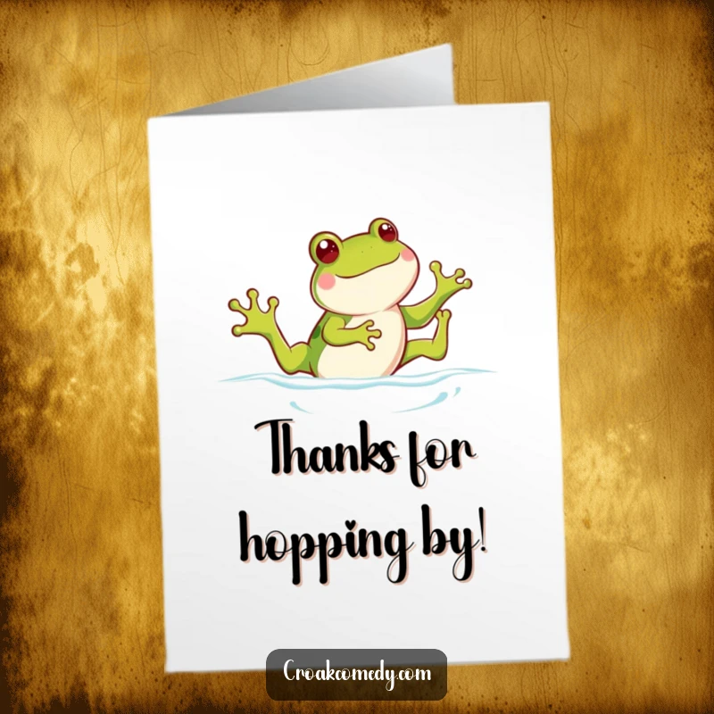 Funny Free Printable Thank You Card with a happy frog kicking legs while swimming, conveying sincere thanks.