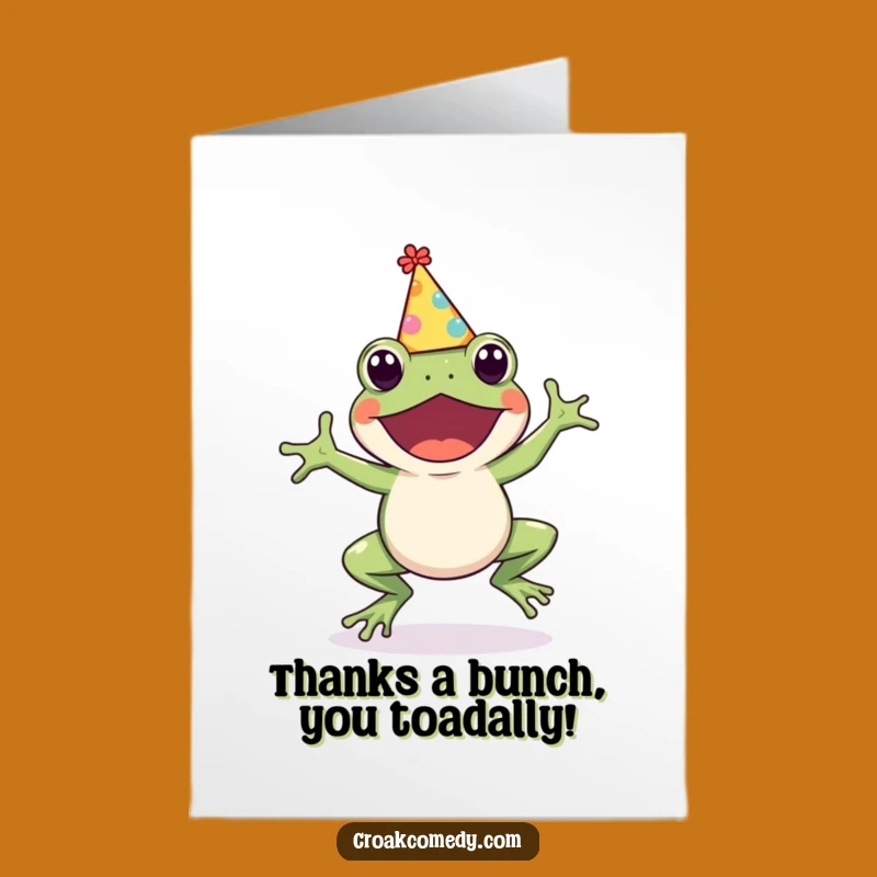 Free Printable Thank You Frog Card: Hopping Party Pal for a Funny Downloadable Gift