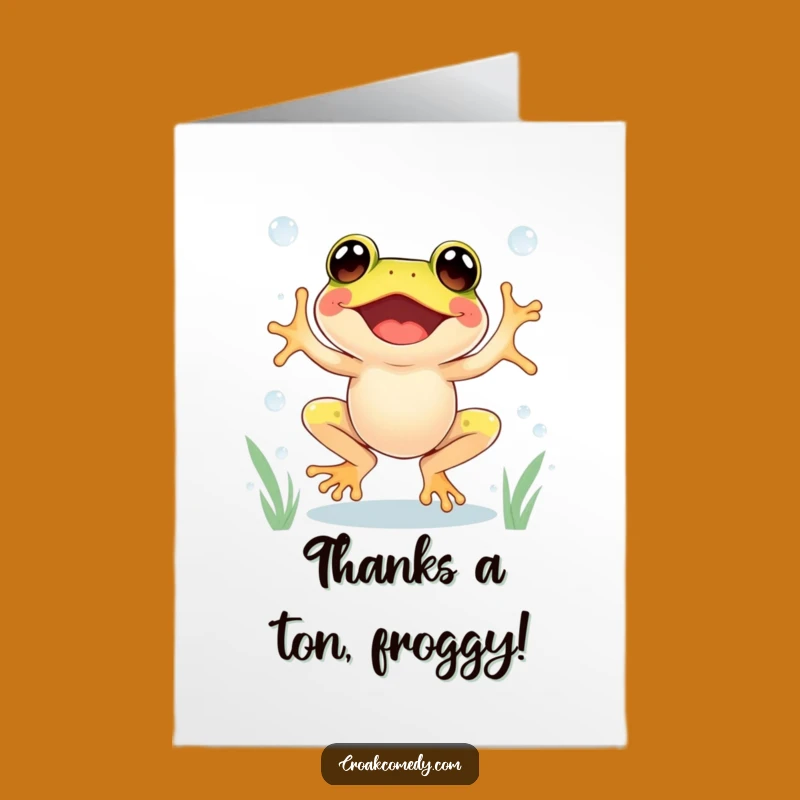 Gleeful Free Printable Thank You Card: Frog Dewdrop Dance Downloadable Gift