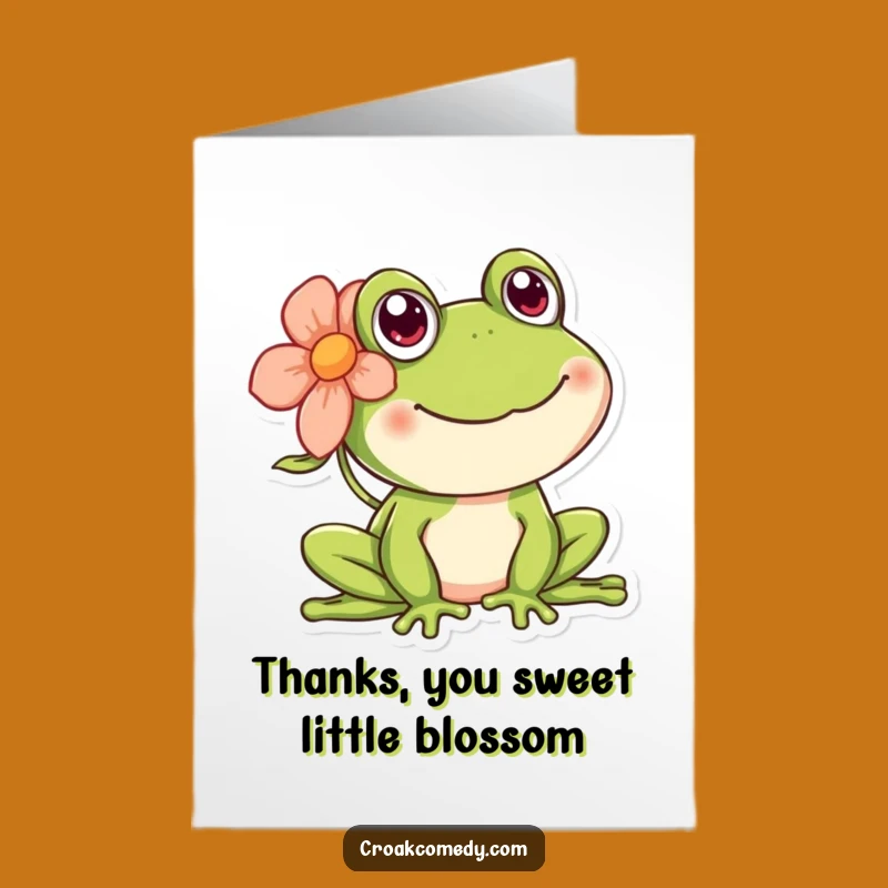Happy Flower Frog Thank You Card Free Printable: Sweet Animal Downloadable Gift