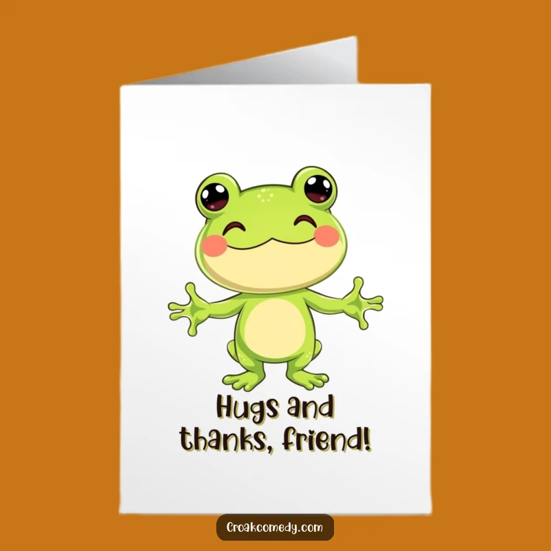 Free Printable Thank You Card: Hugging Frog DIY Downloadable Gift for Appreciation