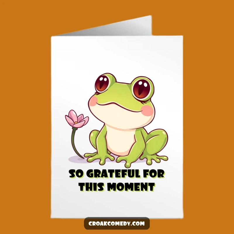 Free Printable Thank You Card: Googly Frog Flower Funny Downloadable Gift