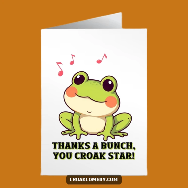 Free Printable Thank You Card: Musical Frog Expressing Gratitude Funny Downloadable Gift