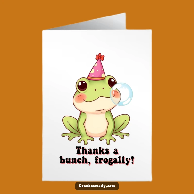 Witty Free Printable Thank You Card: Froggy Bubble Blow Appreciation Downloadable Gift