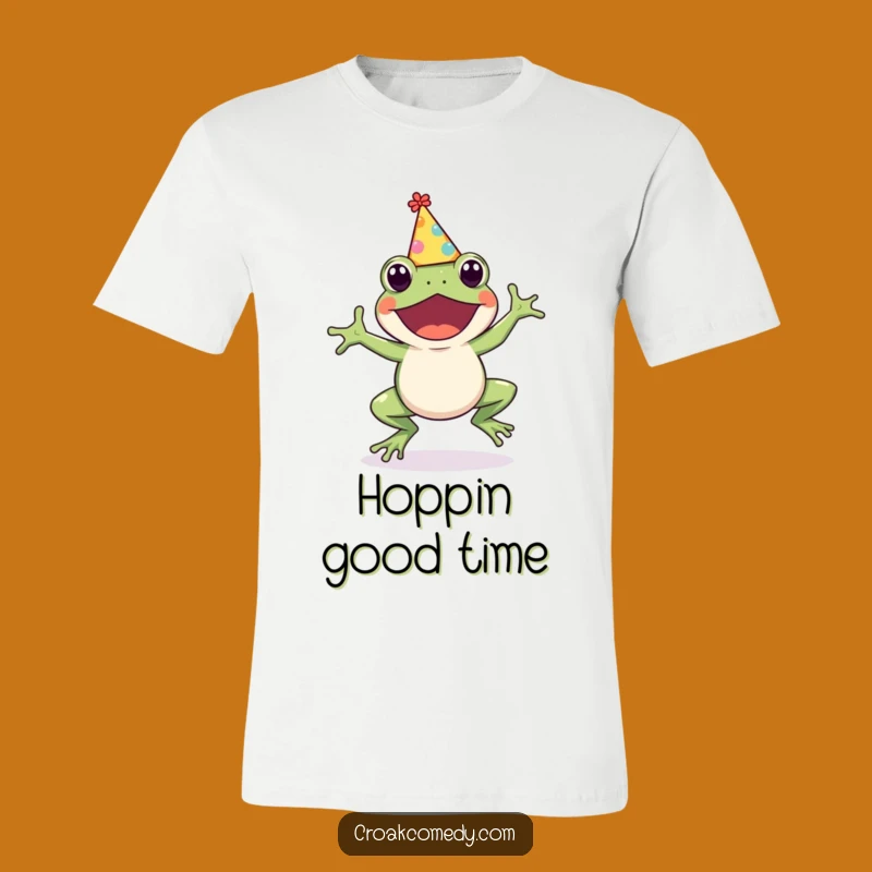 Funny Frog Party Hat T-Shirt: Cute Hopping Amphibian Tee for a Hilarious Gift!