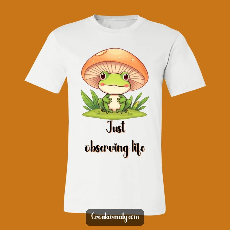 Funny Frog Mushroom T-Shirt - Comical Peek-a-Boo Tee for Nature Enthusiasts