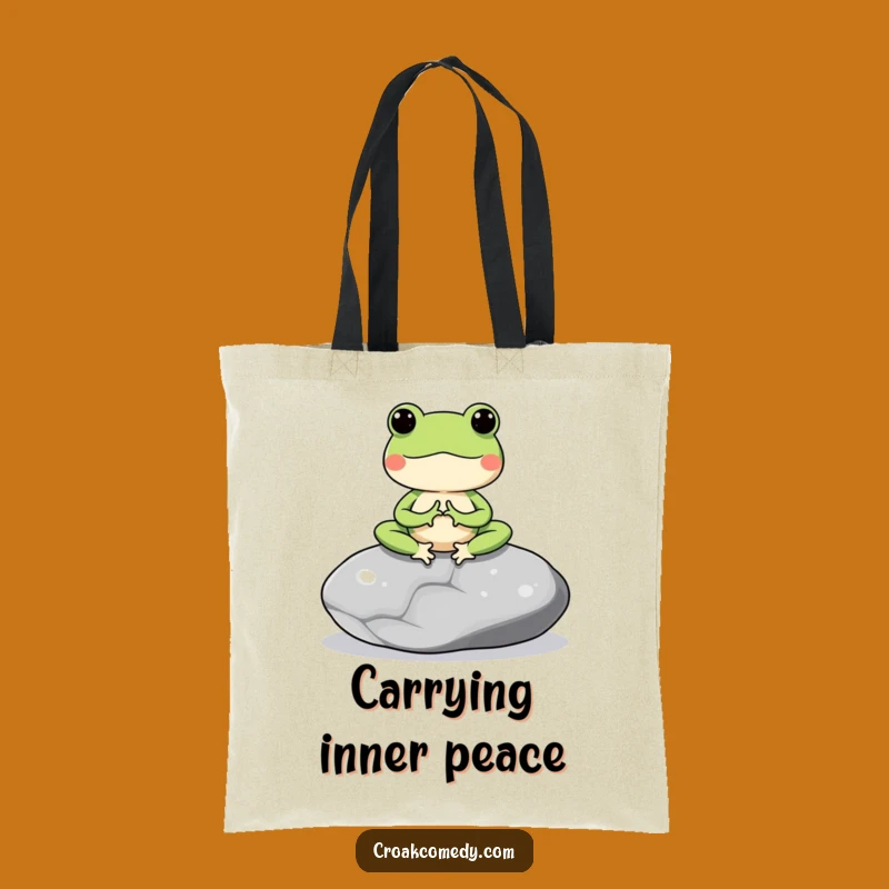 Funny Meditating Frog Tote Bag: Carry Your Calm with Amphibian Serenity