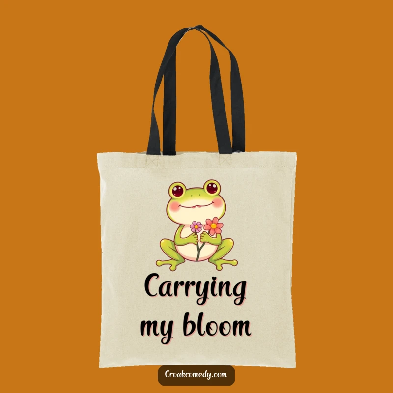 Funny Frog Flower Tote: Comical Carry-All for Your Hilarious Haul
