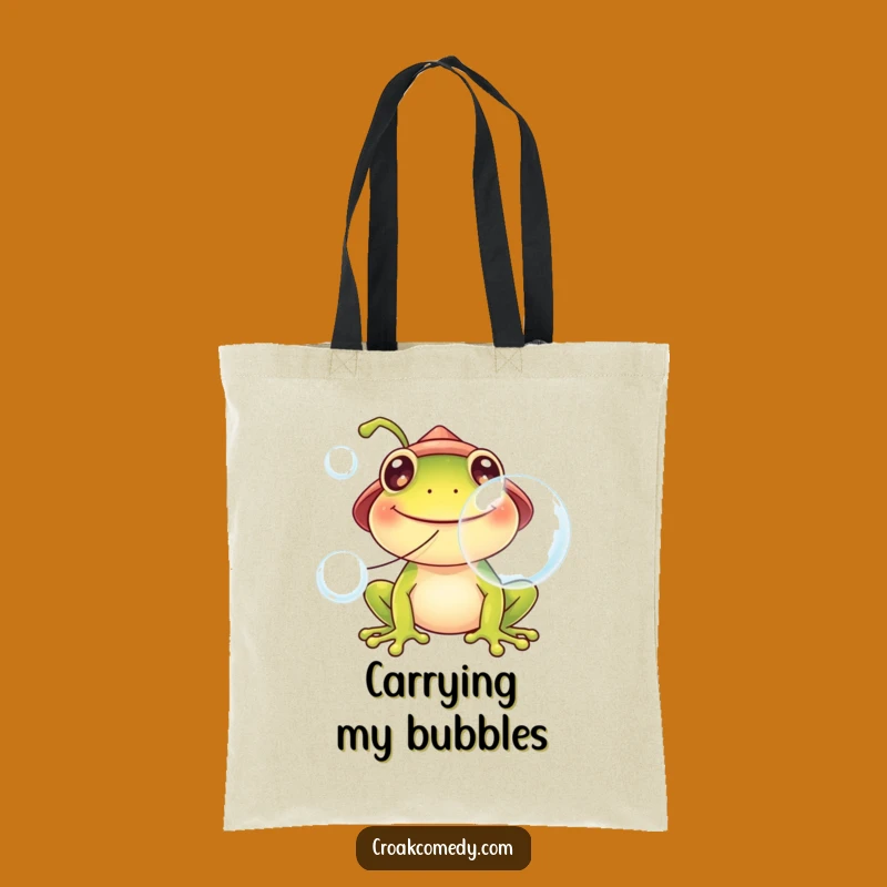 Funny Frog Hat Tote Bag: Bubble Blowing Fun Carrier