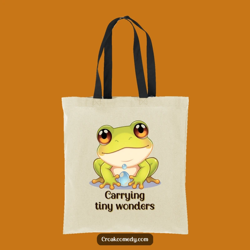 Funny Frog Dewdrop Tote Bag - Curious Frog Wide Eyes Macro Photo Carryall
