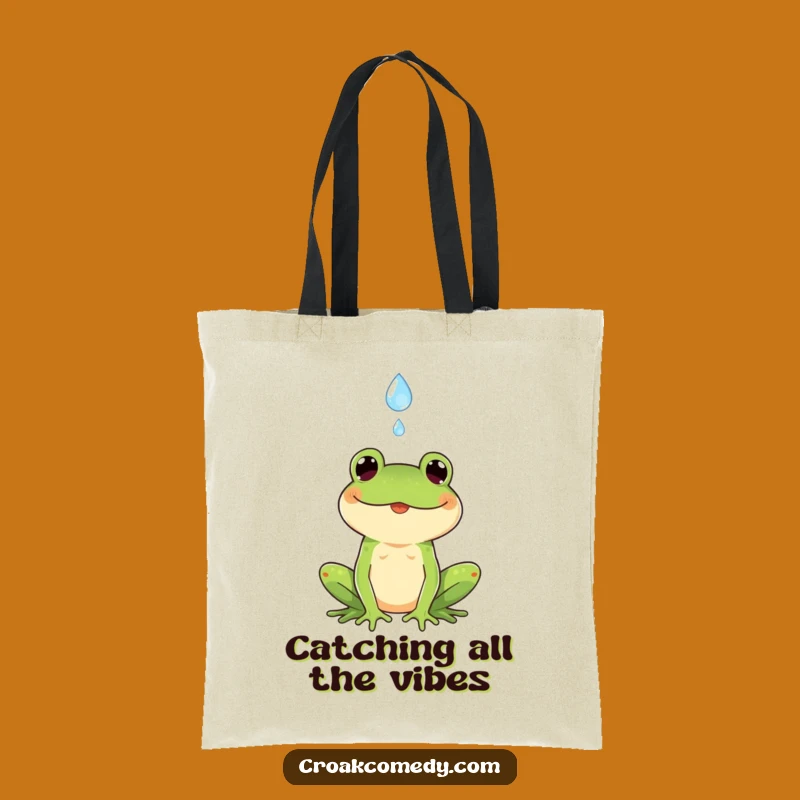Funny Frog Tote Bag: Cheerful Raindrop Catcher Tote, Your Go-To Funny Gift Accessory