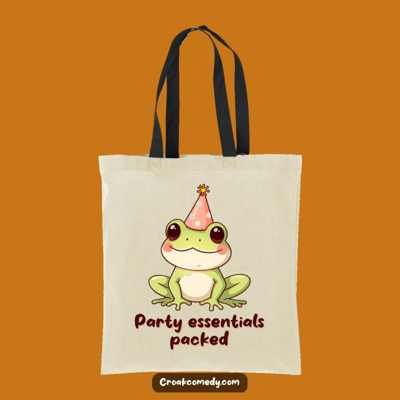 Funny Frog Party Hat Tote Bag - Carry Your Celebrations in Style
