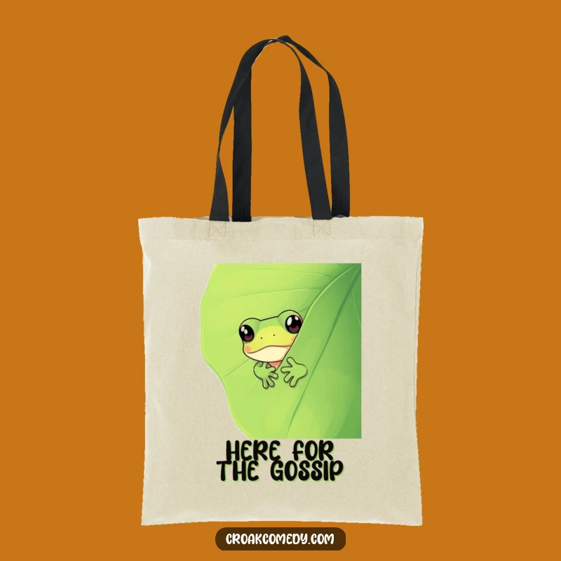 Funny Frog Tote Bag: Cute Leaf Peek Design, Your New Favorite Funny Shopping Gift