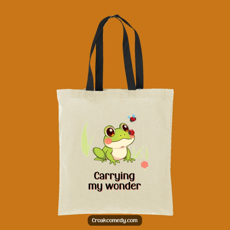 Funny Frog Tote Bag: Innocent Ladybug Watcher Tote, Charming Funny Gift for Shoppers