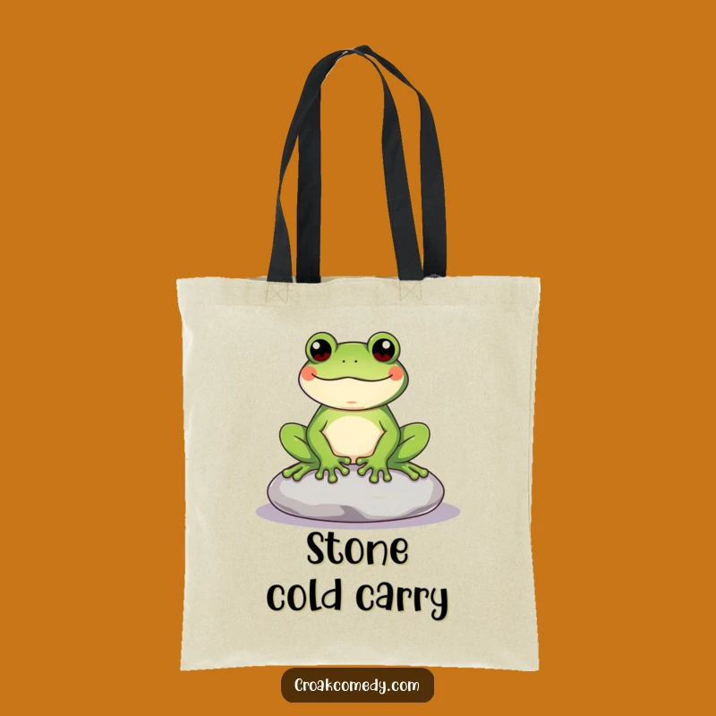 Funny Frog Tote Bag: Stylish Content Amphibian Carry-All, Eco-Friendly Funny Gift