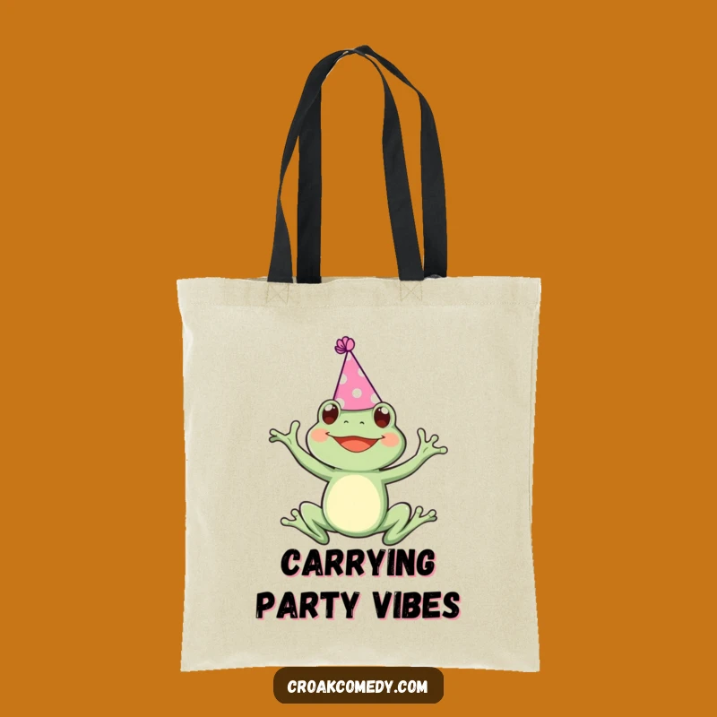Funny Party Frog Tote Bag: Joyful Leaping Collector, Chic Funny Gift for Celebrators