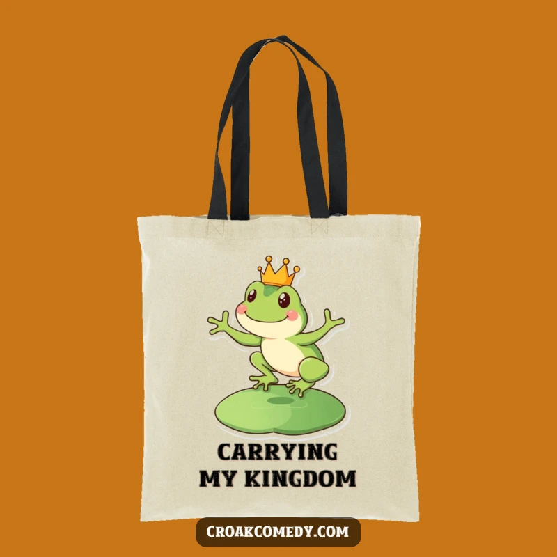 Funny Royal Frog Tote Bag: Leaping King Amphibian Fashion