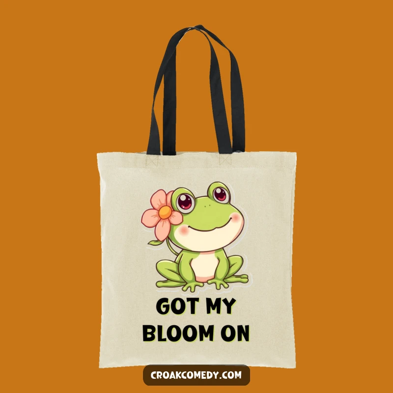 Funny Happy Frog Tote Bag: Floral Fashion for Your Errands