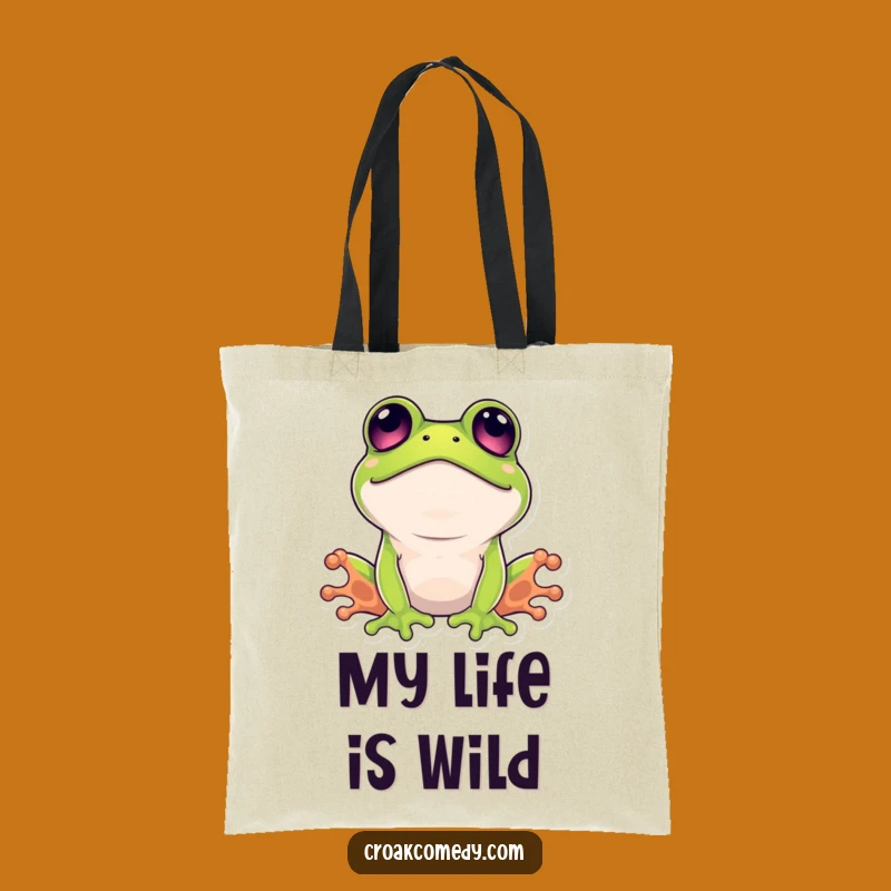 Funny Surprised Frog Tote Bag: Eco-Friendly Wide-Eyed Fashion